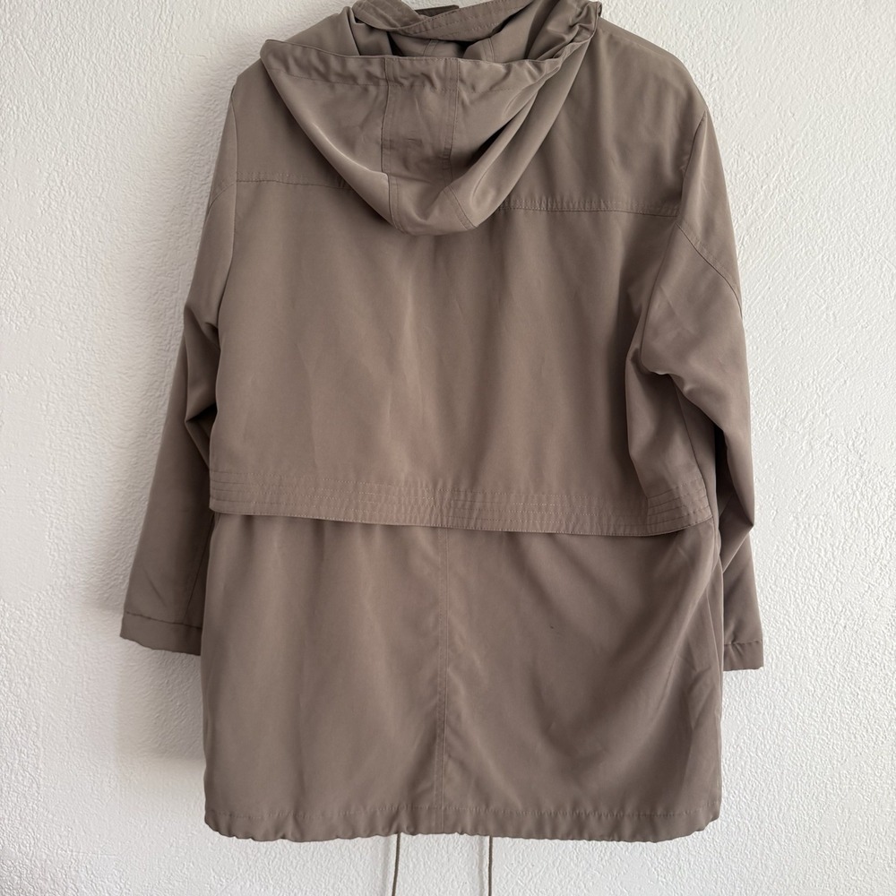 Vintage Carlo Briani Men's Medium Taupe Tan Brown Hooded Raincoat Jacket - Picture 2 of 12